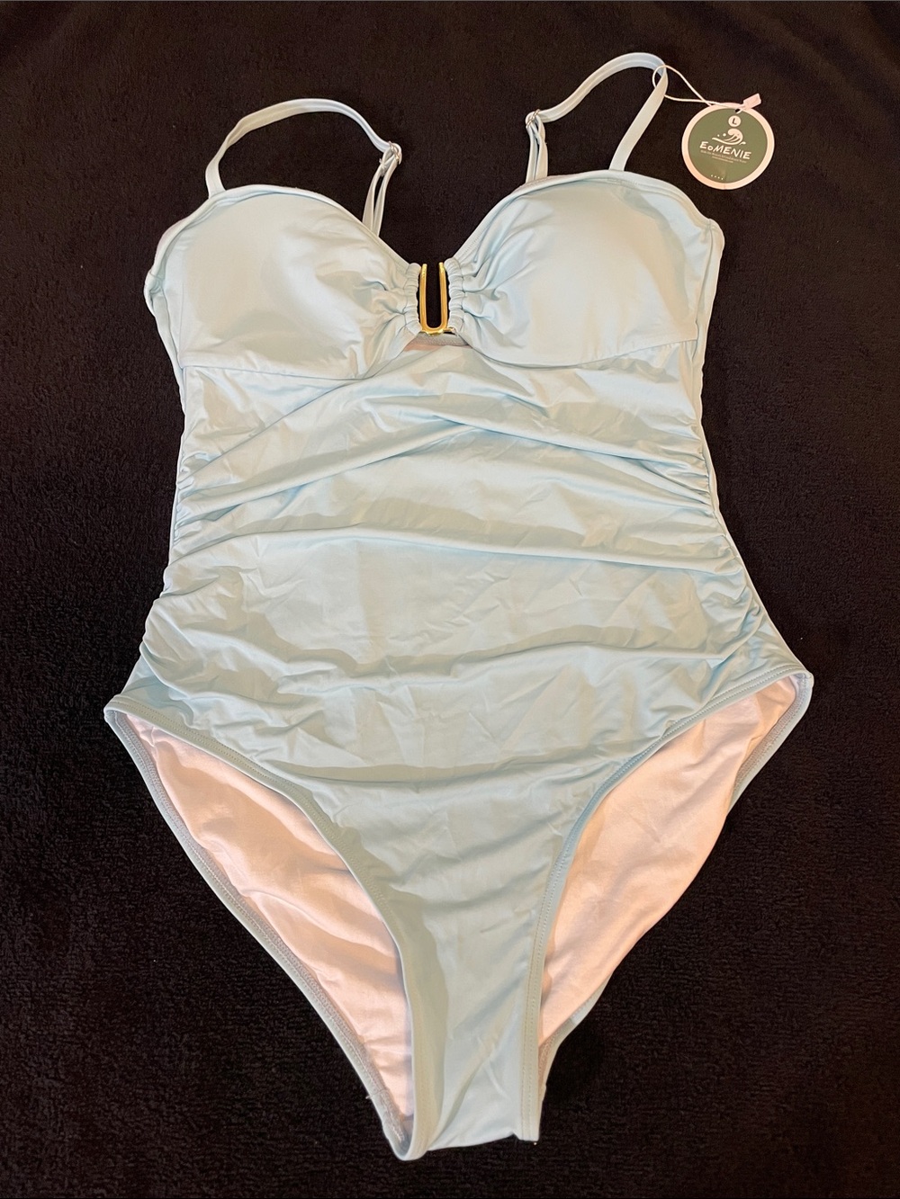 Eomenie One Piece Swimsuit Tummy Control Ruched Cutout U Wire Swim Suits nwt